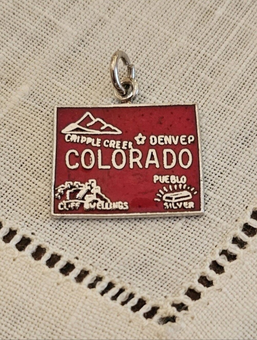 Vintage Wells Sterling Silver Red Enamel Colorado Souvenir Charm- Excellent